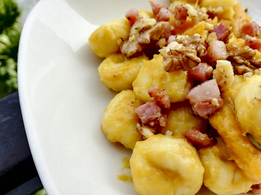 gnocchi patate zucca pancetta noci